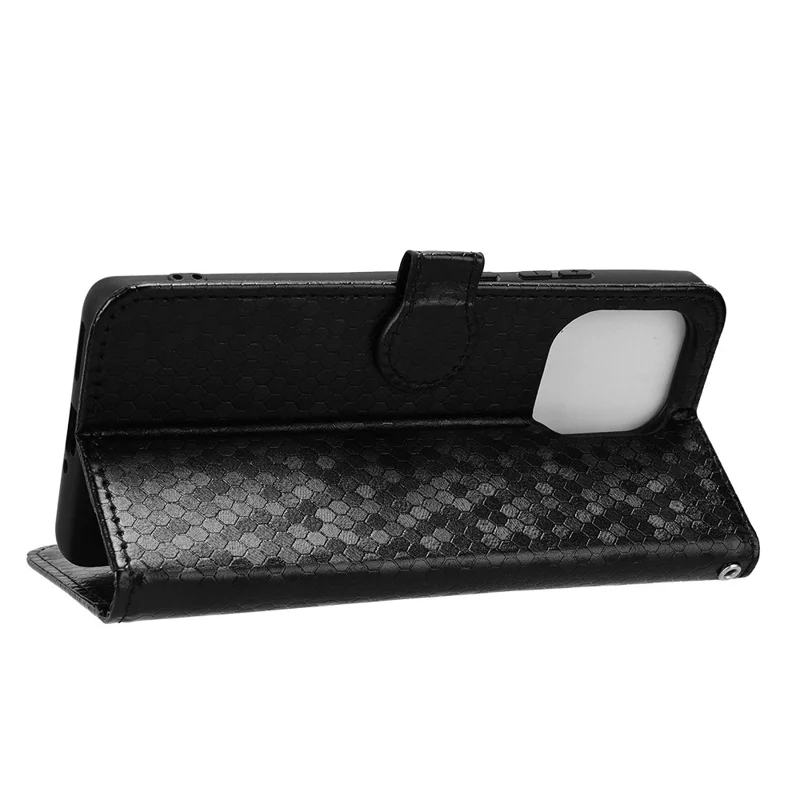 For Motorola Edge 50 Pro 5G Case Leather Card Holder Stand Phone Cover Dot Pattern Design - Black