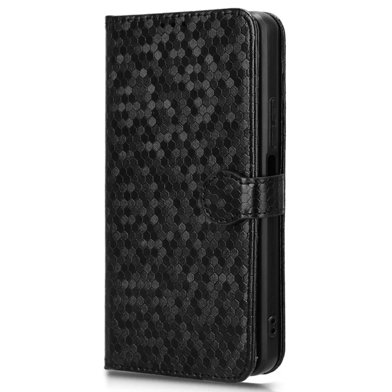 For Motorola Edge 50 Pro 5G Case Leather Card Holder Stand Phone Cover Dot Pattern Design - Black