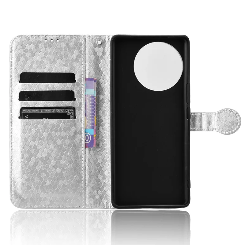 For vivo V30e 5G Case Shockproof Dot Imprinted PU Leather Flip Phone Wallet Cover - Silver