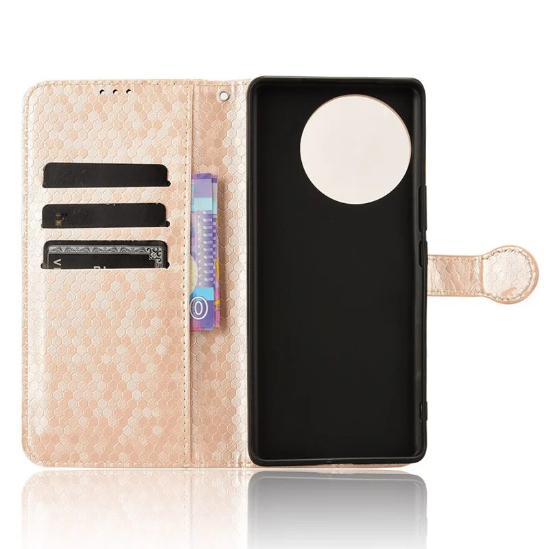 For vivo V30e 5G Case Shockproof Dot Imprinted PU Leather Flip Phone Wallet Cover - Rose Gold