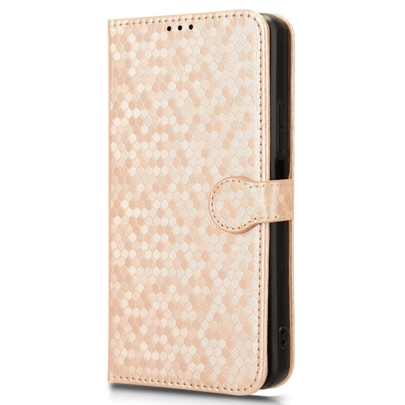 For vivo V30e 5G Case Shockproof Dot Imprinted PU Leather Flip Phone Wallet Cover - Rose Gold