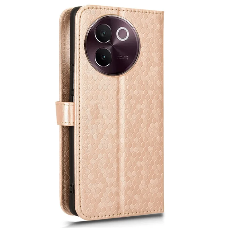 For vivo V30e 5G Case Shockproof Dot Imprinted PU Leather Flip Phone Wallet Cover - Rose Gold