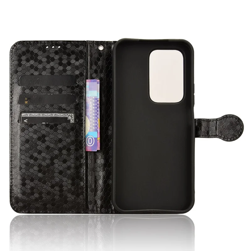 Portefeuille For Honor 200 Lite avec fentes pour cartes, étui de téléphone en cuir avec motif pointillé - Noir