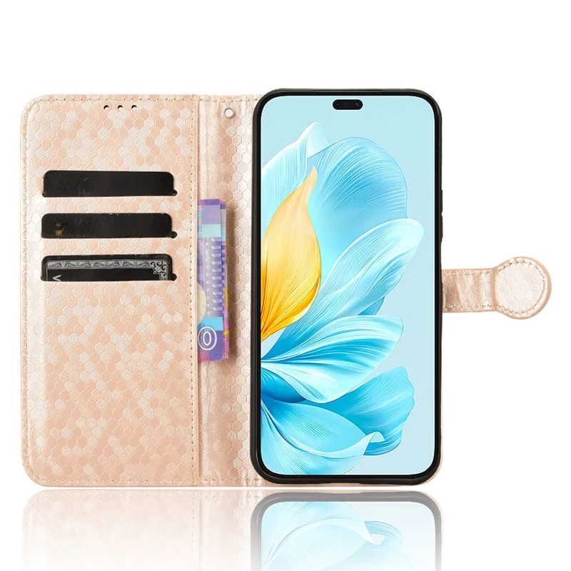 For Honor 200 Lite Wallet Card Slots Case Dot Imprinted Leather Phone Cover - Rose Gold