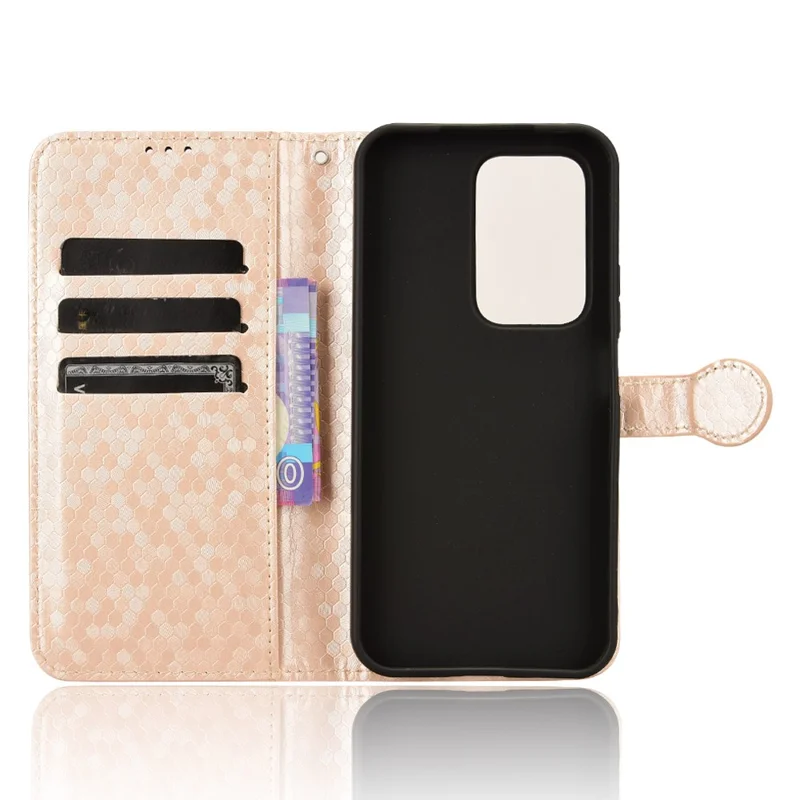 For Honor 200 Lite Wallet Card Slots Case Dot Imprinted Leather Phone Cover - Rose Gold