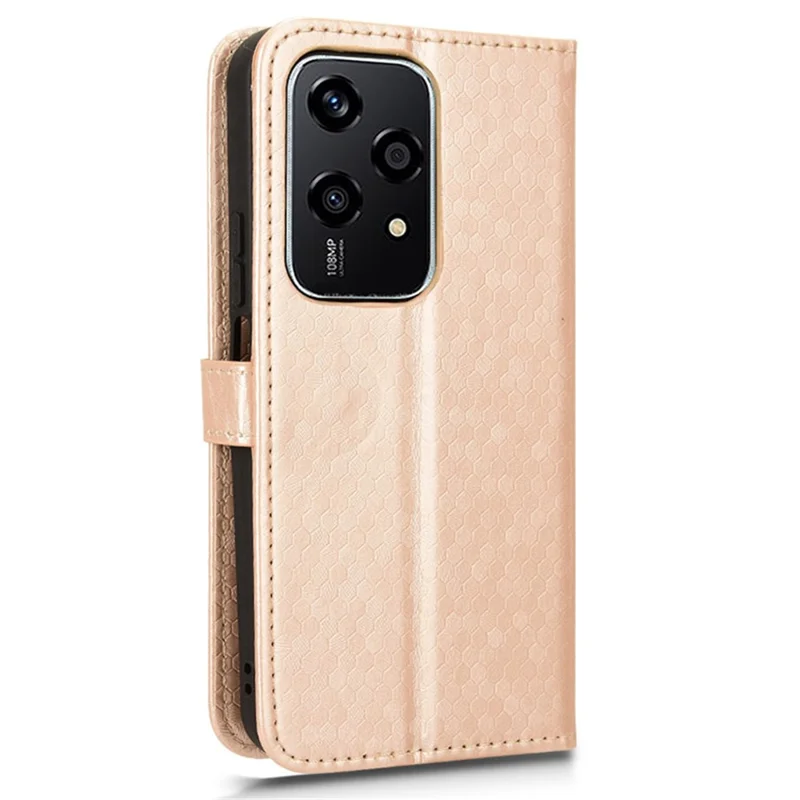 For Honor 200 Lite Wallet Card Slots Case Dot Imprinted Leather Phone Cover - Rose Gold