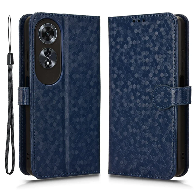 Til Oppo A60 4G telefonbeskytter af PU-læder med mønster, stødfast standerbeskyttelsesdæksel - mørkeblå