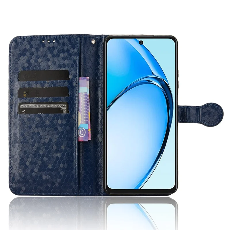 Til Oppo A60 4G telefonbeskytter af PU-læder med mønster, stødfast standerbeskyttelsesdæksel - mørkeblå