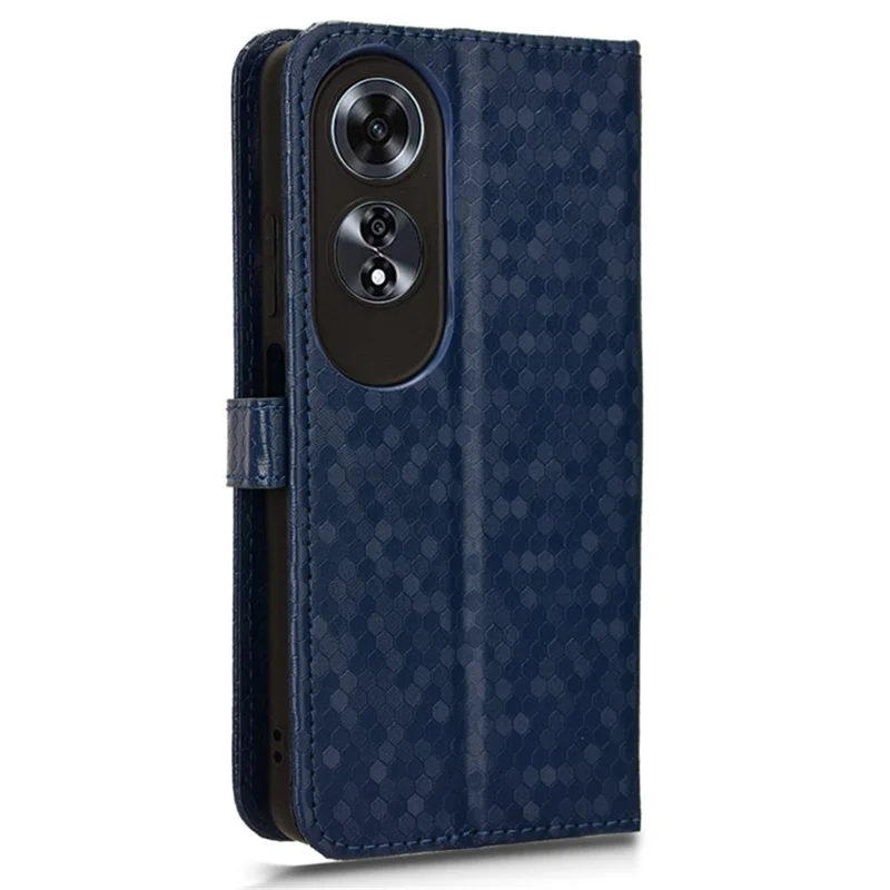 Til Oppo A60 4G telefonbeskytter af PU-læder med mønster, stødfast standerbeskyttelsesdæksel - mørkeblå