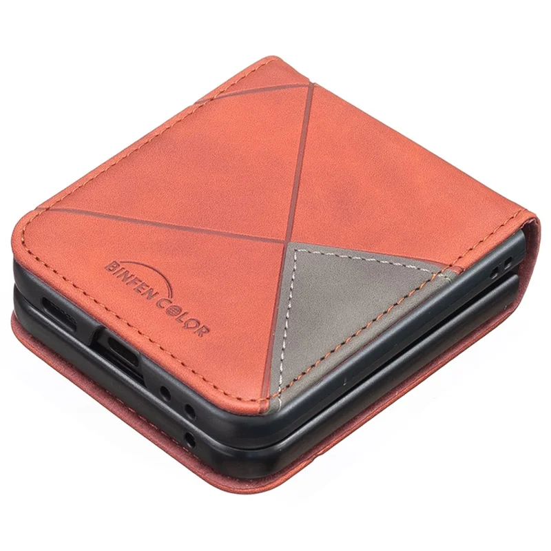 Pour Samsung Galaxy Z Flip6 5G / Z Flip5 5G Coque Antichute Étui de Téléphone Géométrique Imprimé - Marron