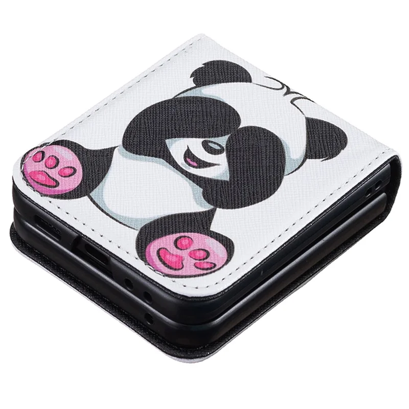 For Samsung Galaxy Z Flip7 FE 5G / Z Flip6 5G / Z Flip5 5G Case Pattern Print PU Leather Phone Shell - Panda