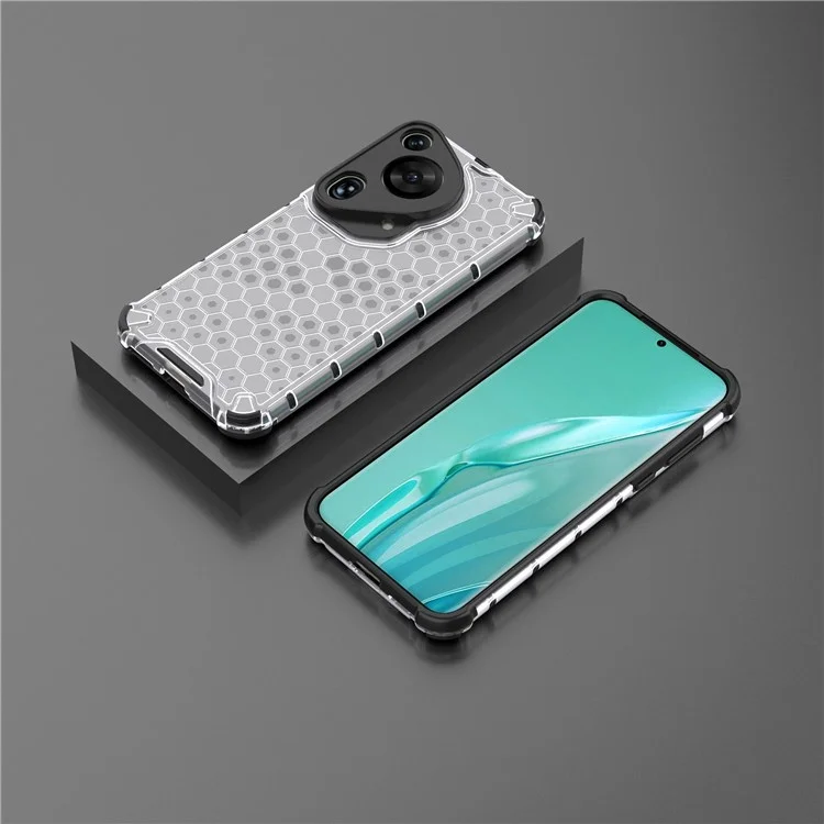 Carcasa para Huawei Pura 70 Ultra, diseño de panal de abeja, híbrido de PC+TPU, color gris
