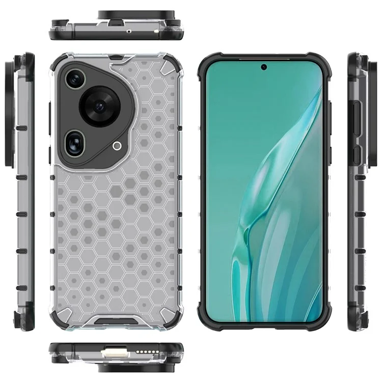 Carcasa para Huawei Pura 70 Ultra, diseño de panal de abeja, híbrido de PC+TPU, color gris