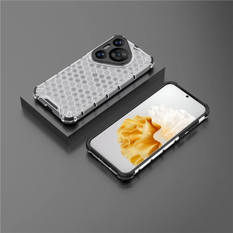 Per Huawei Pura 70 Pro+ / 70 Pro Custodia per telefono Disegno a nido d'ape PC+TPU Bump Proof Shell - Grigio