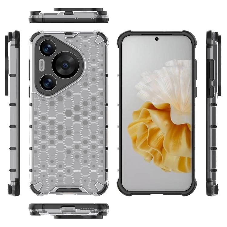Per Huawei Pura 70 Pro+ / 70 Pro Custodia per telefono Disegno a nido d'ape PC+TPU Bump Proof Shell - Grigio