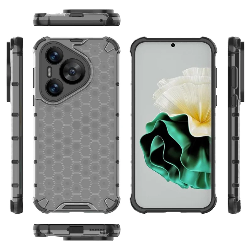 For Huawei Pura 70 Case Honeycomb PC+TPU Air Cushion Drop Protection Phone Cover - Black