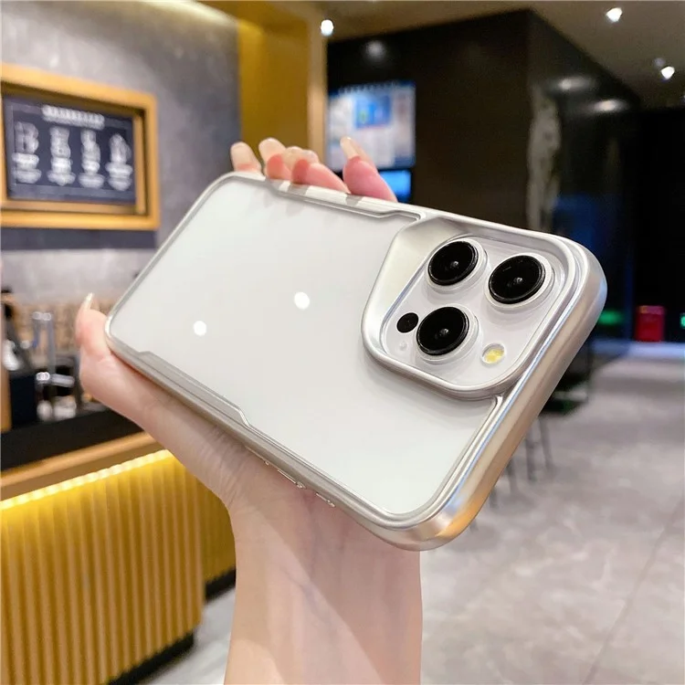 Für iPhone 14 Pro Max Klarer Hülle Bunte Rahmen PC+TPU Schützendes Telefongehäuse - Silber