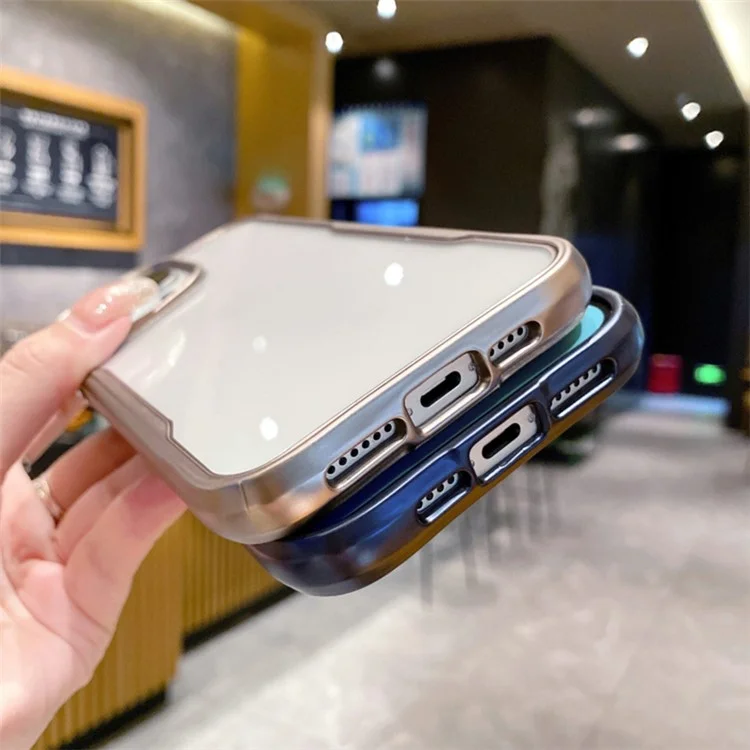 Für iPhone 14 Pro Max Klarer Hülle Bunte Rahmen PC+TPU Schützendes Telefongehäuse - Silber