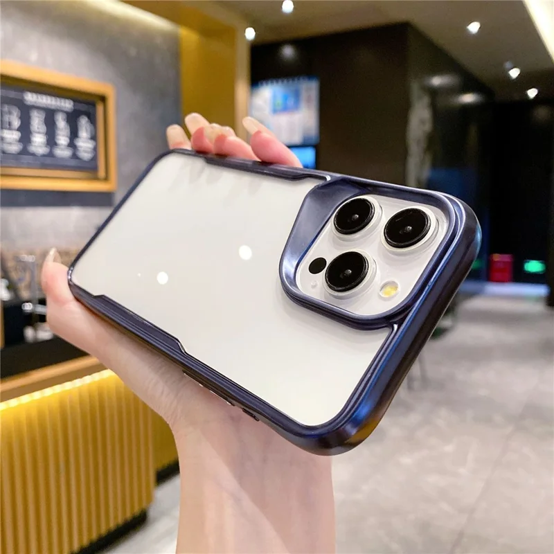 Für iPhone 15 Pro Max Hülle PC+TPU Transparent Handy-Cover - Dunkelblau