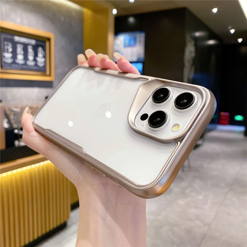 For iPhone 15 Pro Max Case PC+TPU Transparent Mobile Phone Cover - Titanium Grey