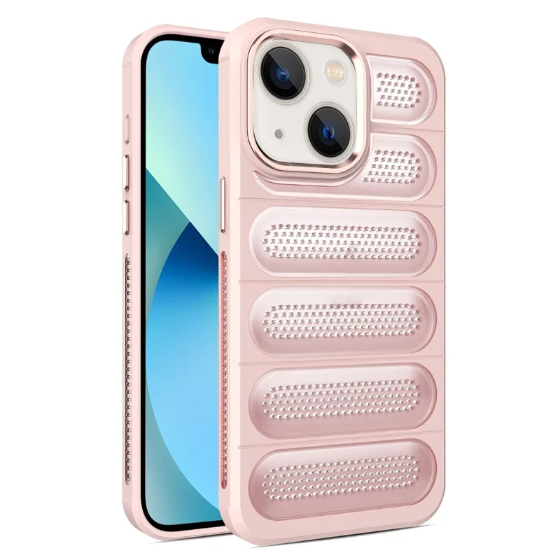 For iPhone 15 Case PC+TPU Translucent Matte Heat Dissipation Phone Cover - Pink