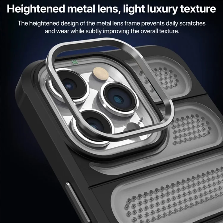 Für iPhone 13 Pro Max Hülle Transluzente hohle Wärmeableitung PC+TPU Handyhülle - Schwarz