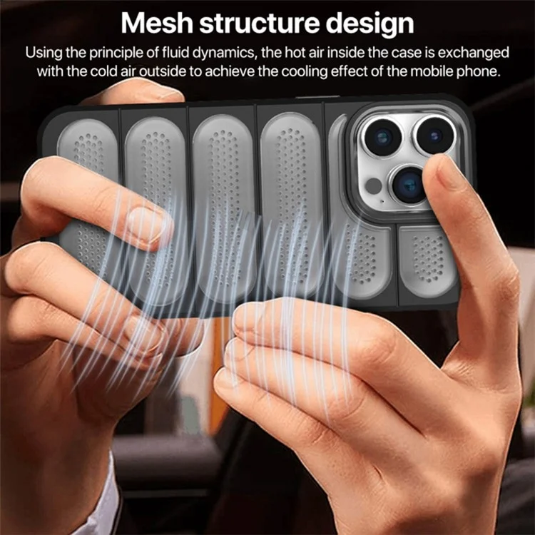 Für iPhone 13 Pro Max Hülle Transluzente hohle Wärmeableitung PC+TPU Handyhülle - Schwarz