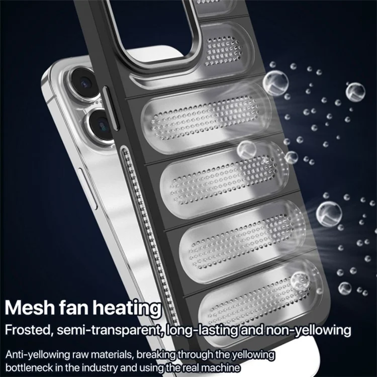 Für iPhone 13 Pro Max Hülle Transluzente hohle Wärmeableitung PC+TPU Handyhülle - Schwarz
