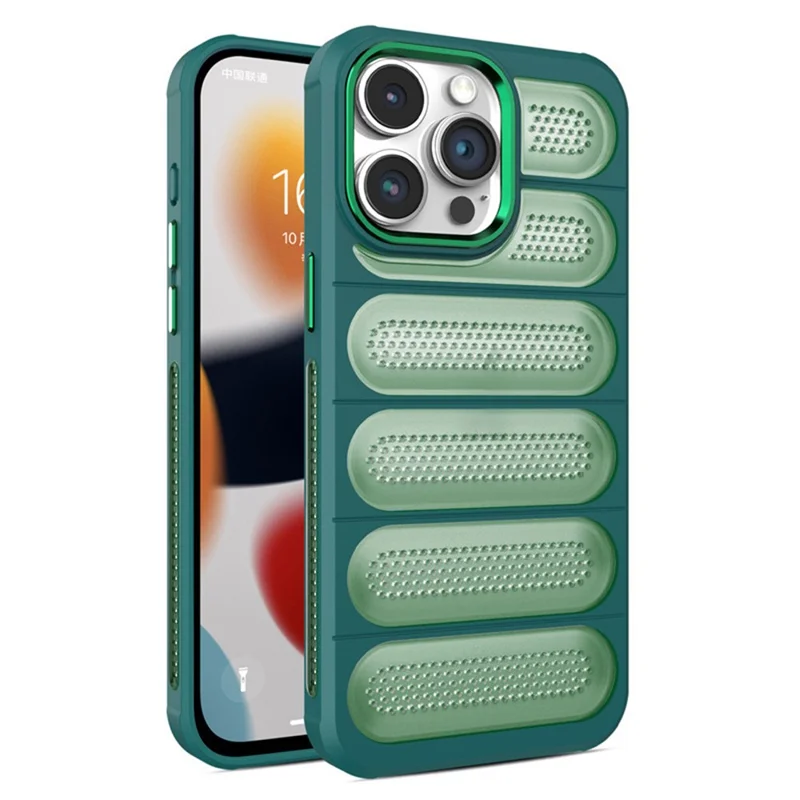 For iPhone 15 Pro Max Heat Dissipation Phone Case PC+TPU Translucent Matte Back Cover - Green