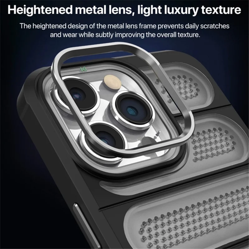 For iPhone 15 Pro Max Heat Dissipation Phone Case PC+TPU Translucent Matte Back Cover - Blue