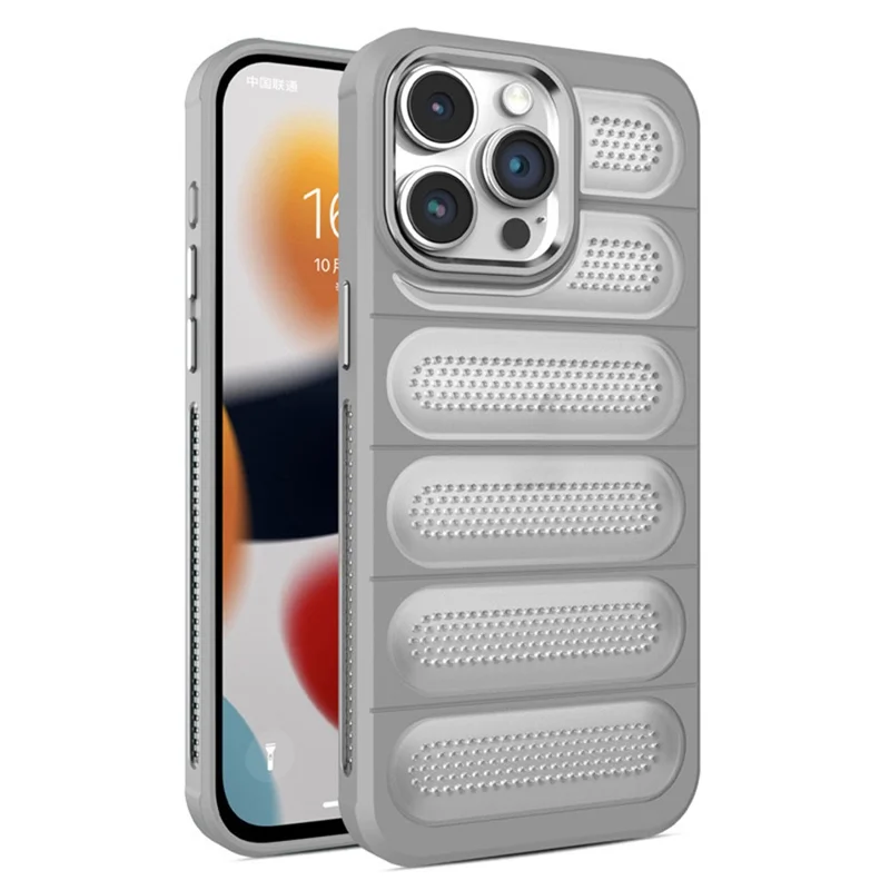 For iPhone 15 Pro Max Heat Dissipation Phone Case PC+TPU Translucent Matte Back Cover - Grey