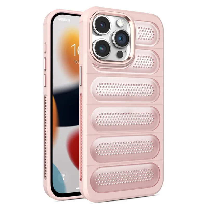 For iPhone 15 Pro Max Heat Dissipation Phone Case PC+TPU Translucent Matte Back Cover - Pink