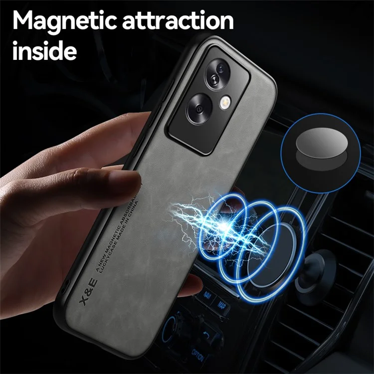 X&E For Oppo A2 5G / A79 5G Phone Case PU Leather Coated TPU+PC Skin-Touch Back Cover - Light Grey