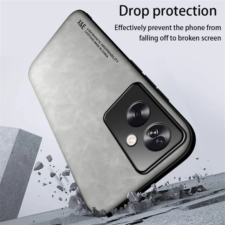 X&E For Oppo A2 5G / A79 5G Phone Case PU Leather Coated TPU+PC Skin-Touch Back Cover - Light Grey