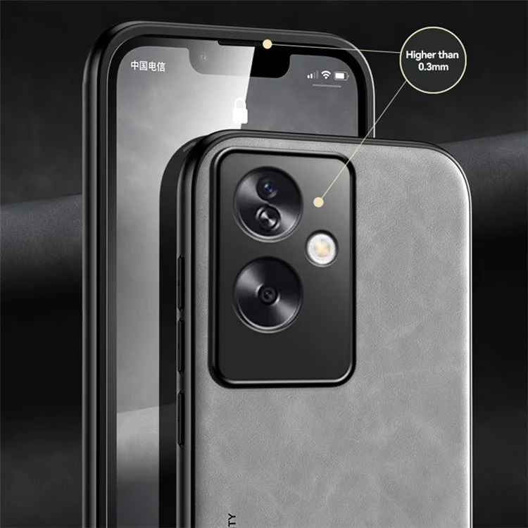 X&E For Oppo A2 5G / A79 5G Phone Case PU Leather Coated TPU+PC Skin-Touch Back Cover - Light Grey