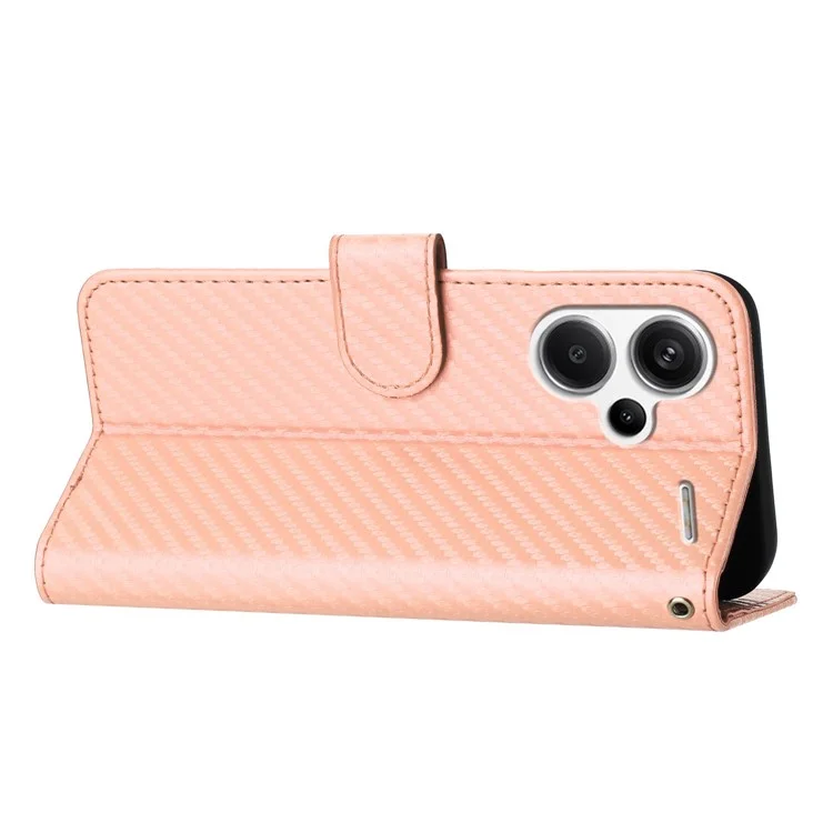 YX0070 Para Xiaomi Redmi Note 13 Pro+ 5G Case Textura de Fibra de Carbono Bem Protegido Capa de Telefone de Couro - Rosa