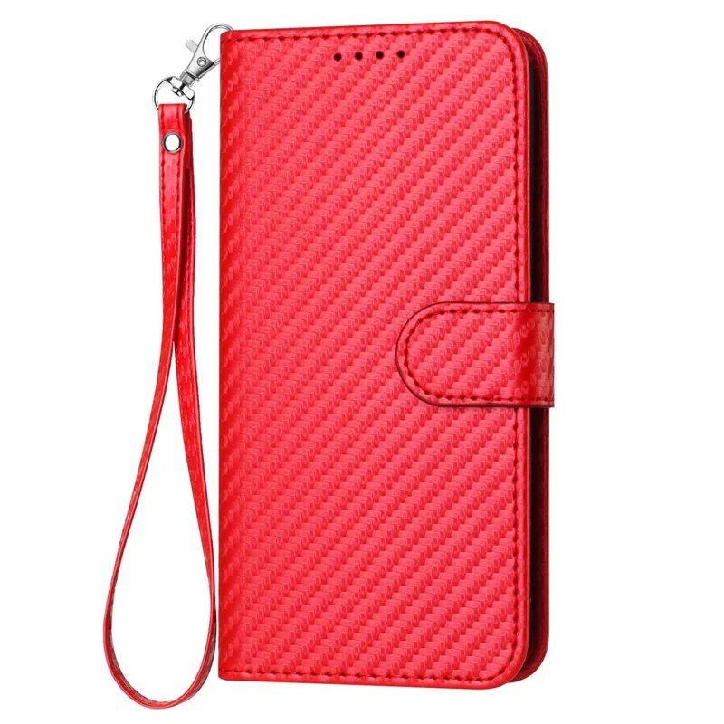 YX0070 For Xiaomi Redmi Note 13 Pro+ 5G Case Carbon Fiber Texture Well-protected Leather Phone Cover - Red