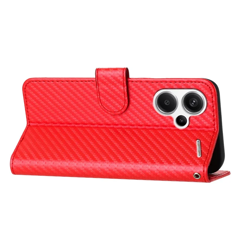 YX0070 For Xiaomi Redmi Note 13 Pro+ 5G Case Carbon Fiber Texture Well-protected Leather Phone Cover - Red