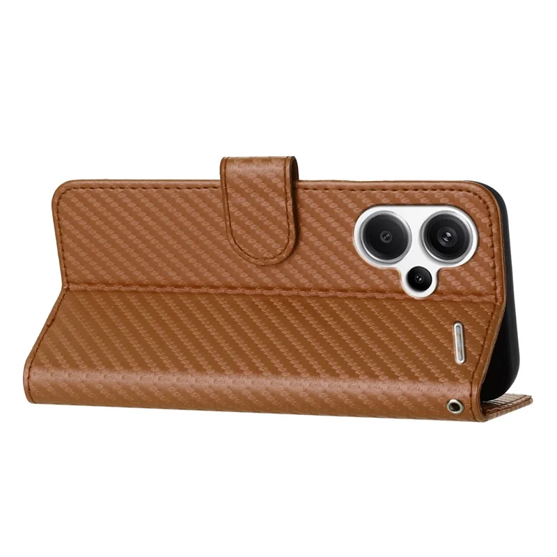YX0070 For Xiaomi Redmi Note 13 Pro+ 5G Case Carbon Fiber Texture Well-protected Leather Phone Cover - Coffee