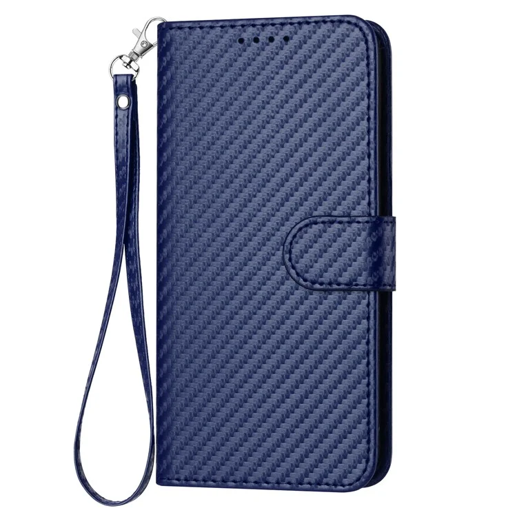 YX0070 Para Xiaomi Redmi Note 13 Pro 5G / Poco X6 5G Funda Textura de Fibra de Carbono Cartera de Cuero con Soporte - Zafiro