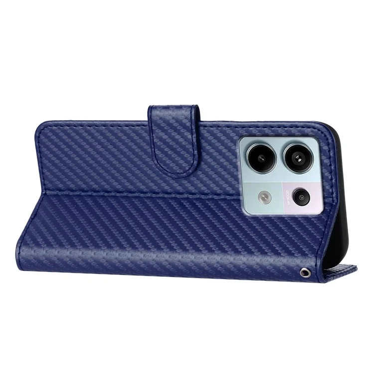 YX0070 Para Xiaomi Redmi Note 13 Pro 5G / Poco X6 5G Funda Textura de Fibra de Carbono Cartera de Cuero con Soporte - Zafiro