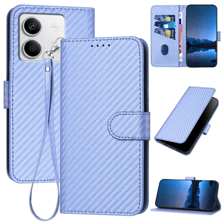 YX0070 Pour Xiaomi Redmi Note 13 5G Coque en TPU+PU Leather Coque de protection pour téléphone Texture en fibre de carbone - Violet clair