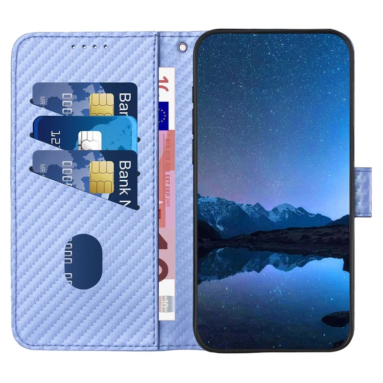 YX0070 Pour Xiaomi Redmi Note 13 5G Coque en TPU+PU Leather Coque de protection pour téléphone Texture en fibre de carbone - Violet clair