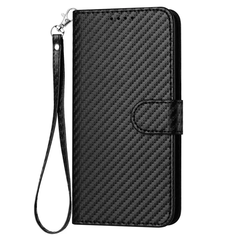 YX0070 For Honor X7b 4G / 90 Smart Leather Case with Hand Strap Wallet Stand Phone Cover - Black