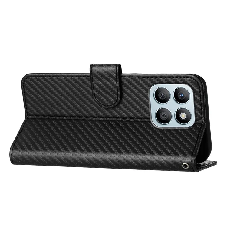 YX0070 For Honor X8b 4G Case Atacado Textura de Fibra de Carbono Capa de Telefone de Couro PU - Preto 