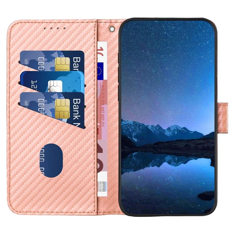 YX0070 For Xiaomi Redmi A3 4G / Poco C61 4G Case Leather Phone Cover with Wallet Card Slots - Pink