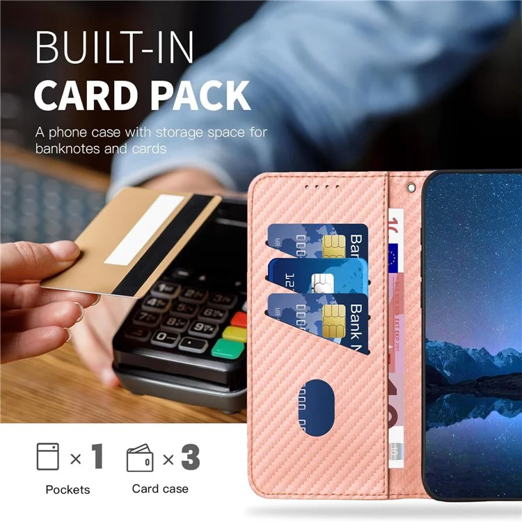 YX0070 For Xiaomi Redmi A3 4G / Poco C61 4G Case Leather Phone Cover with Wallet Card Slots - Pink
