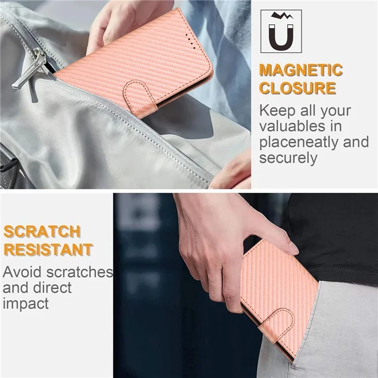YX0070 For Xiaomi Redmi A3 4G / Poco C61 4G Case Leather Phone Cover with Wallet Card Slots - Pink