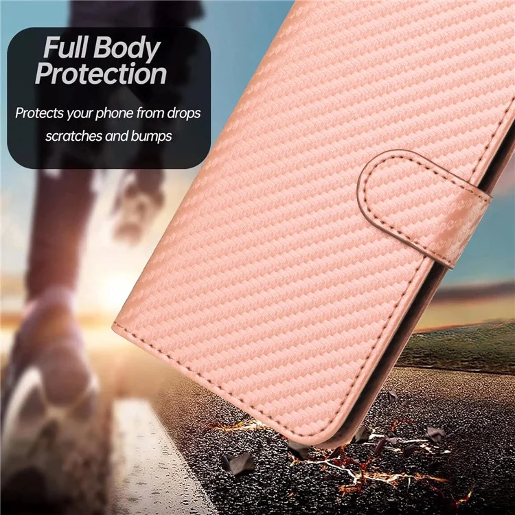 YX0070 For Xiaomi Redmi A3 4G / Poco C61 4G Case Leather Phone Cover with Wallet Card Slots - Pink
