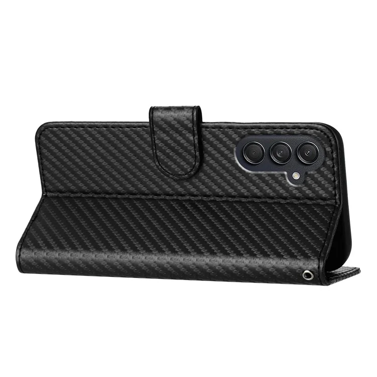 YX0070 Für Samsung Galaxy M55 5G / C55 5G / F55 5G Brieftasche Hülle Kohlefaser-Textur Leder Handyhülle - Schwarz